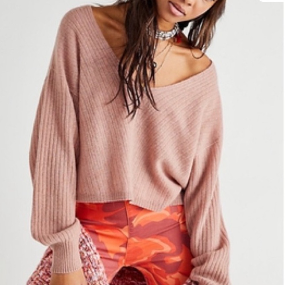 Free People Elias Cropped Cashmere Sweater in gray size XS
